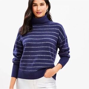 LOFT Metallic Stripe Turtleneck Sweater